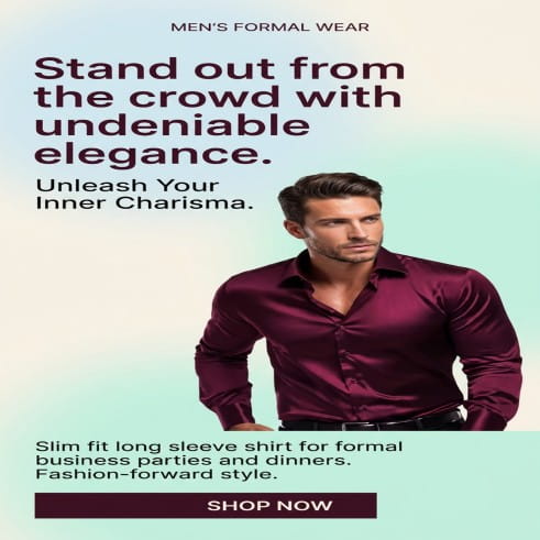 Men Formal Business Party Dinner Slim Fit Long Sleeve Fashion Style