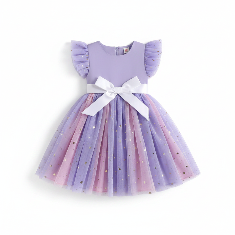 Elegant princess girl dress for birthday parties, featuring a flowing design and decorative details by NOVA.