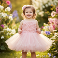 Elegant NOVA girl’s dress for ages 0-2, featuring soft fabric and stylish design perfect for special occasions.