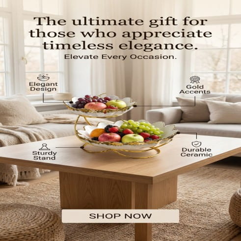 Stylish Fruit Bowl Dinner Set Gold Ceramic