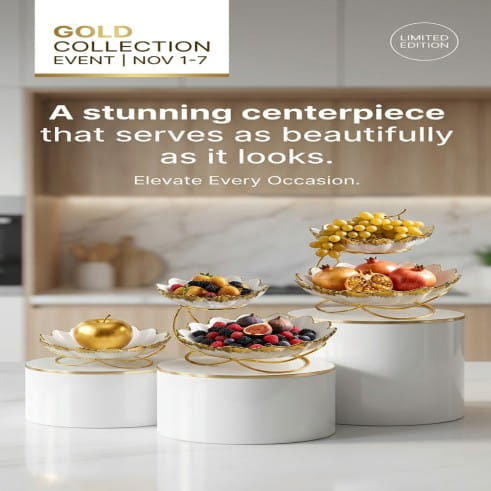 Stylish Fruit Bowl Dinner Set Gold Ceramic