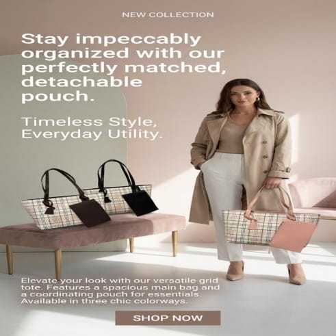 Grid Printed Tote Bag Two Piece Set Women Handbag